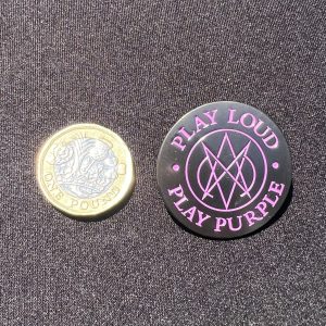 Purple on Black PIn Badge