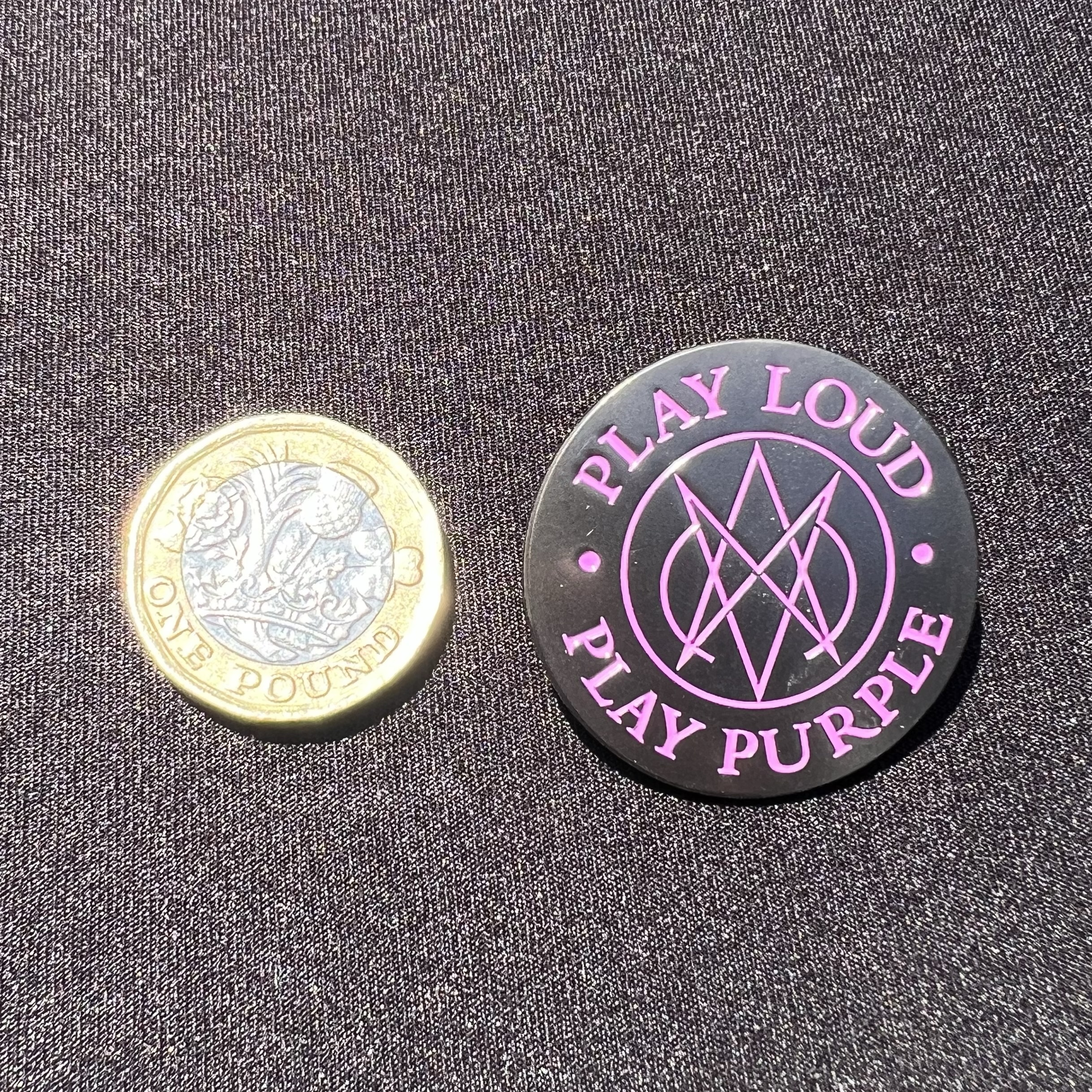 Purple on Black PIn Badge