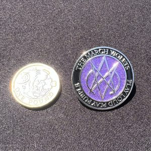 Purple Glitter with Black Border PIn Badge