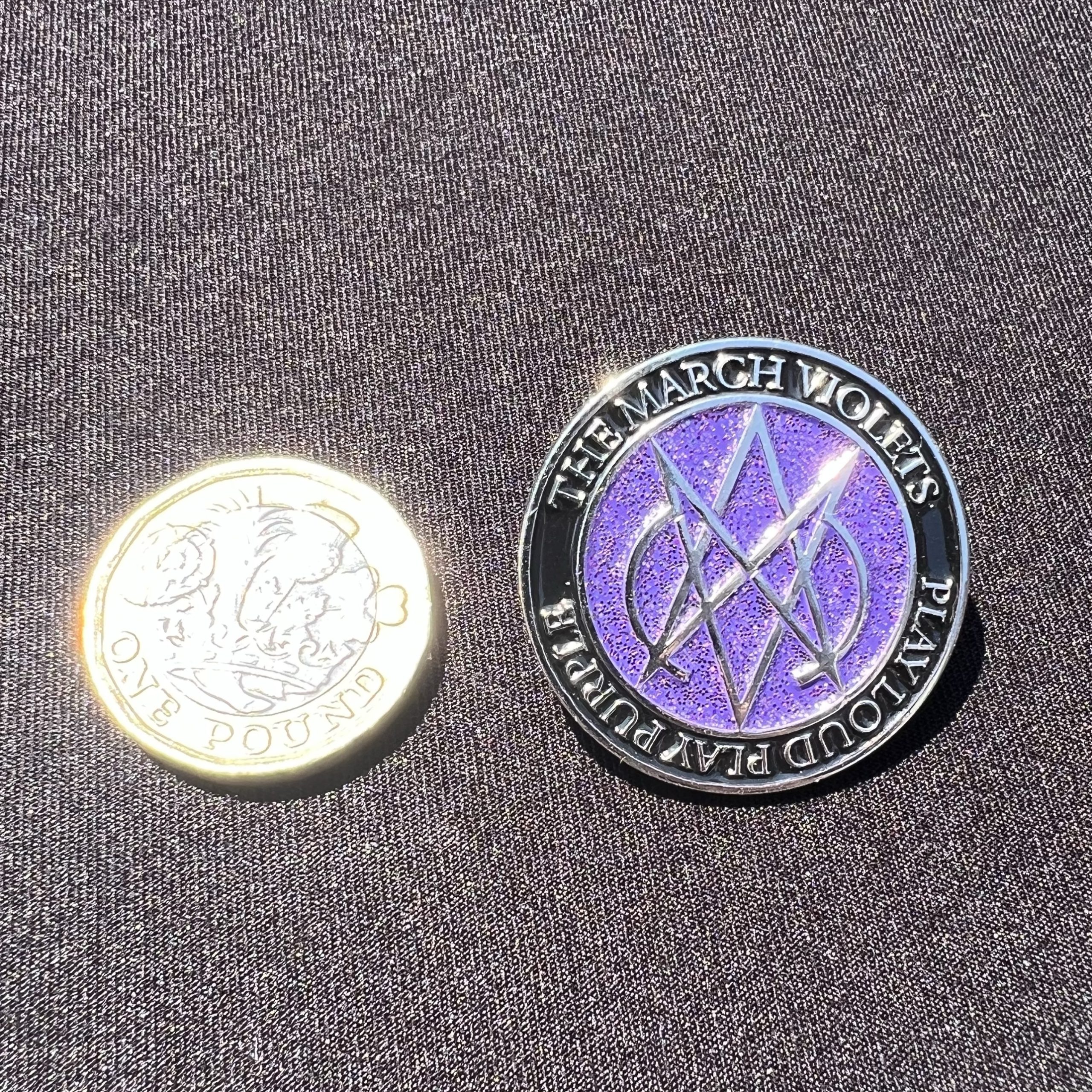 Purple Glitter with Black Border PIn Badge